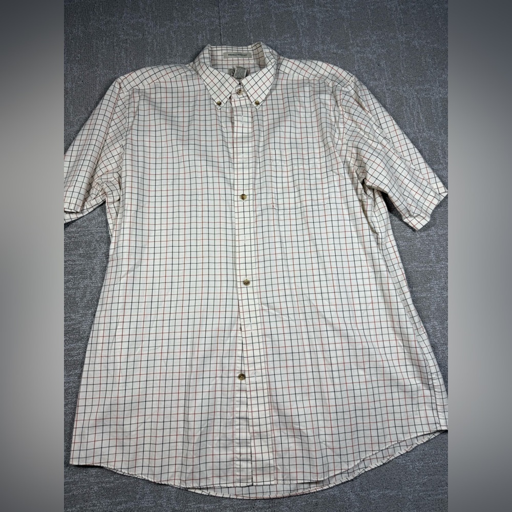 LL Bean Wrinkle Resistant 100% Cotton Button Down Short Sleeve Sz XL Tall